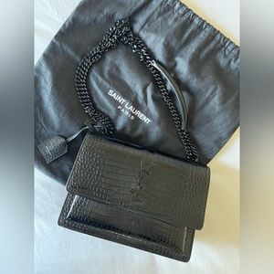 YSL / Medium Sunset Bag / Croc-Embossed Leather - PERFECT CONDITION